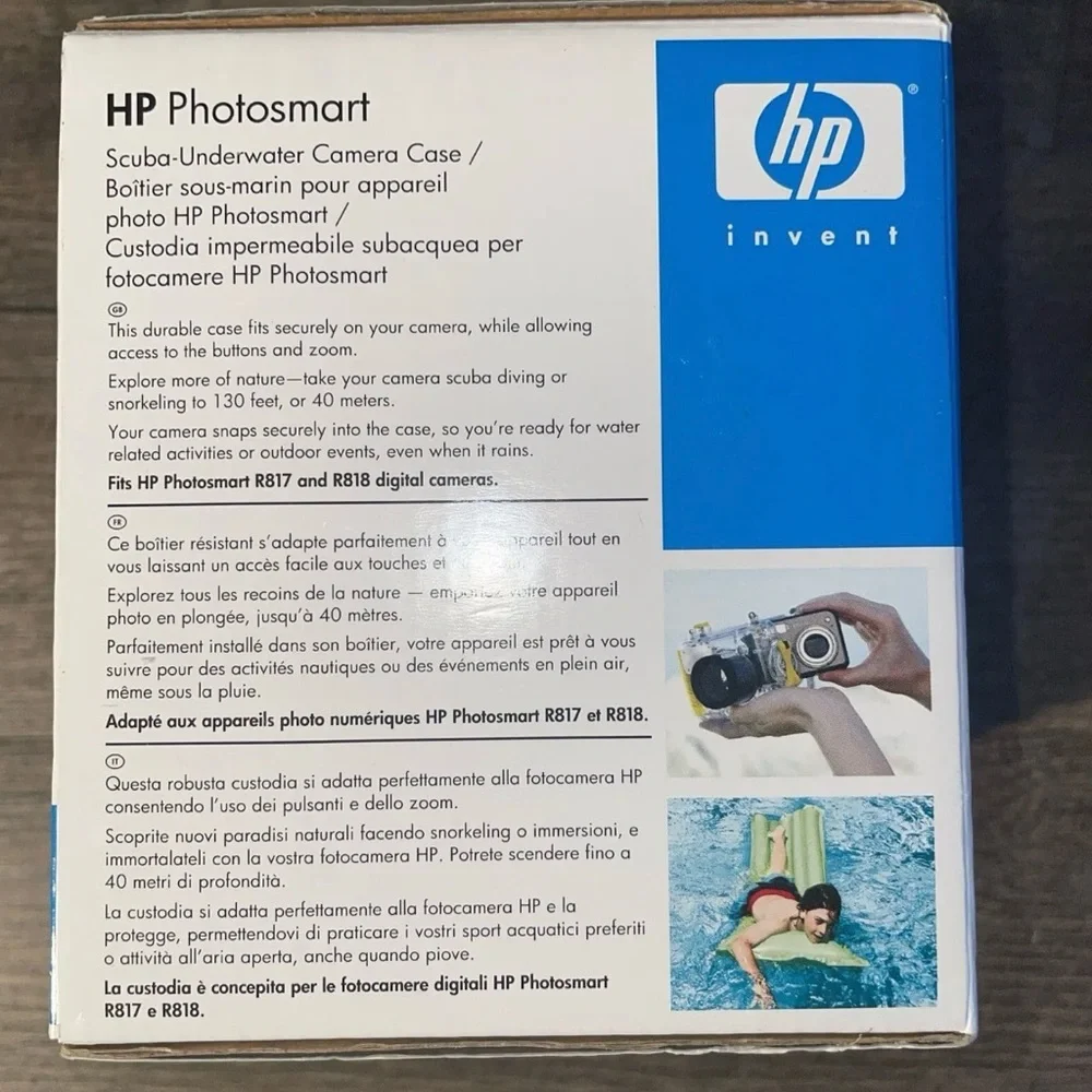 HP Photosmart Scuba-Underwater Camera Case Q6218A New Open Box, Diving to 130 ft